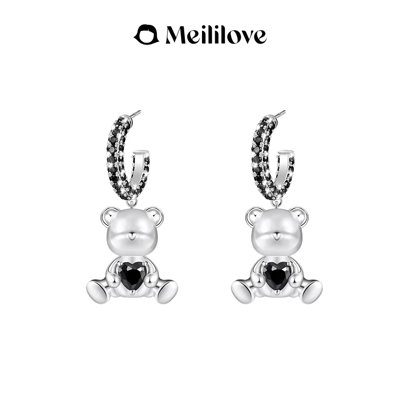 meililove/莓拉 铜合金合成锆石耳饰 「小熊圆梦记」-耳环XX03