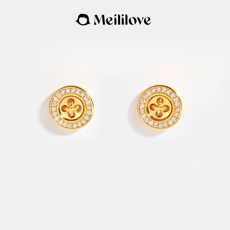 meililove/莓拉 铜合金耳饰 「星语纽扣」法式气质耳钉NK01