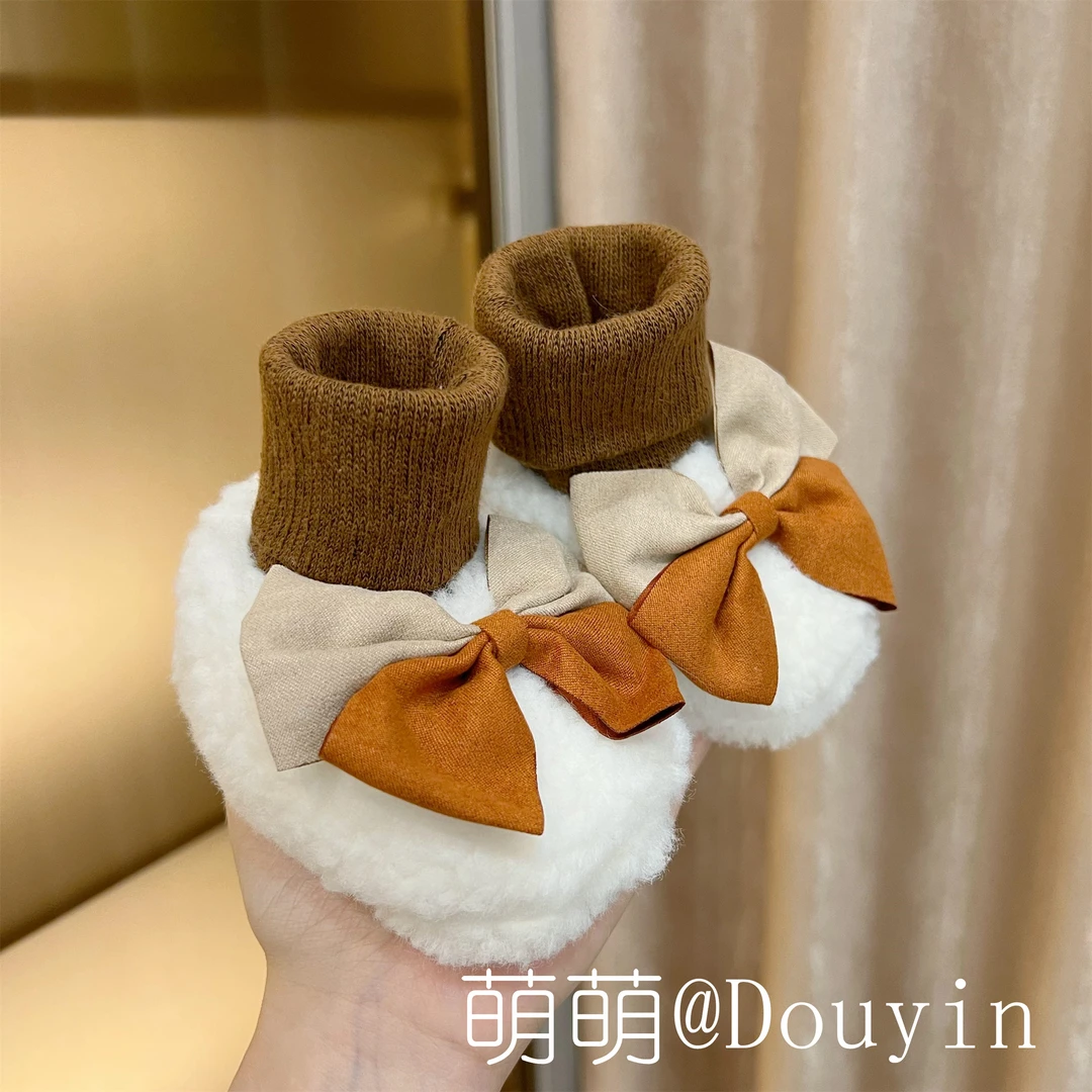 冬款新生婴儿0-1岁女宝宝可爱公主纯棉鞋袜防掉跟保暖防滑地板袜