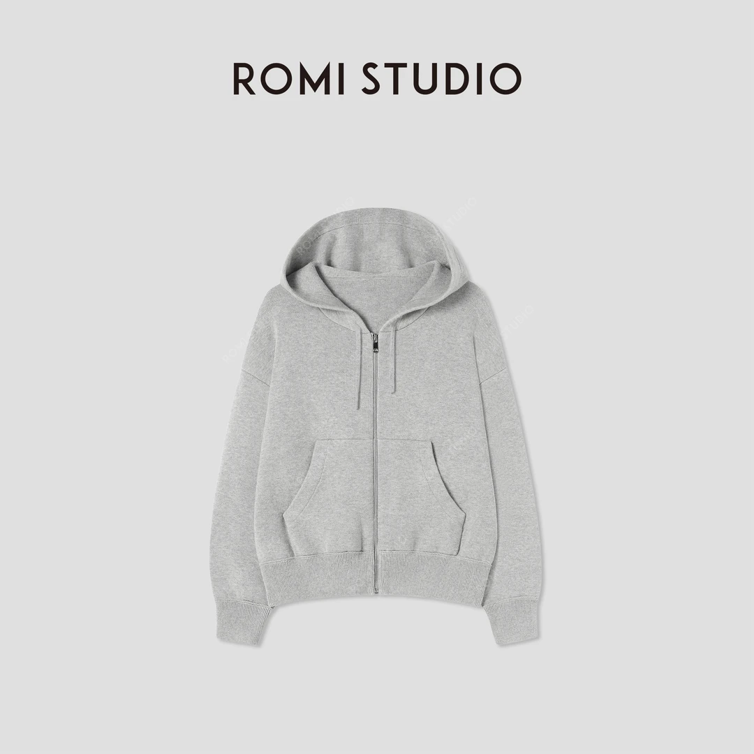 ROMI STUDIO“感知秋意”羊绒棉混纺高克重短款连帽卫衣RW24AS90222