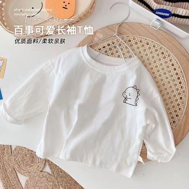 纯棉儿童长袖t恤2023春秋装中小童装新款男女宝宝卡通动漫打底衫t