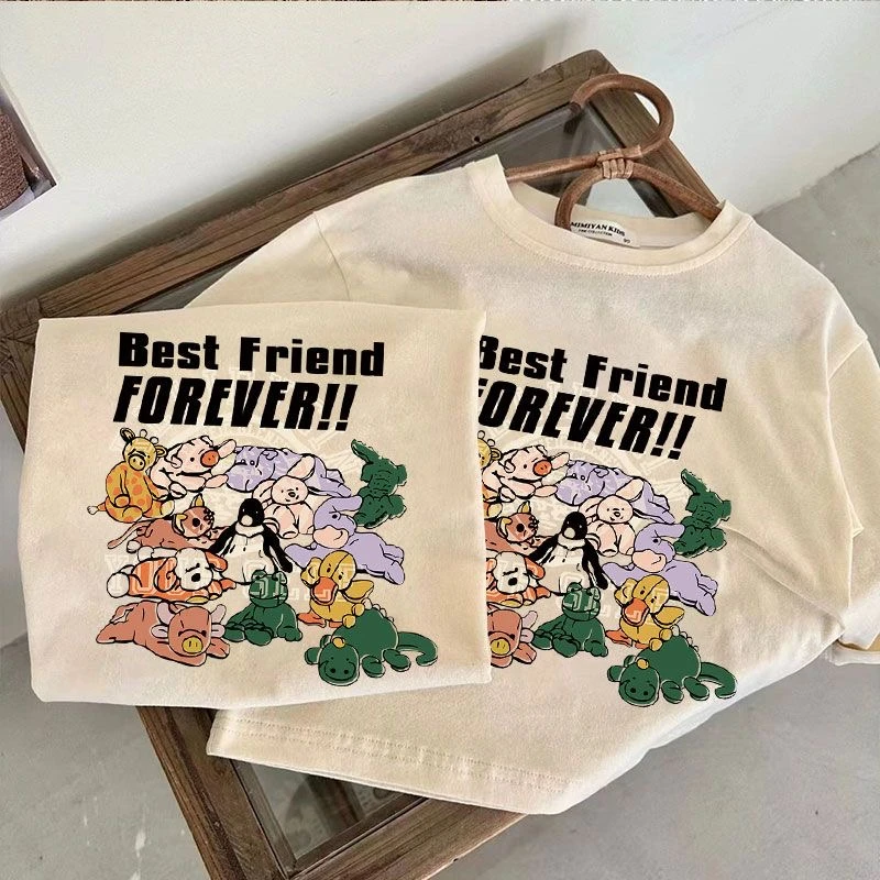 儿童长袖春秋季新款男童女童卡通印花长袖T宝宝日系T恤衫纯色打底