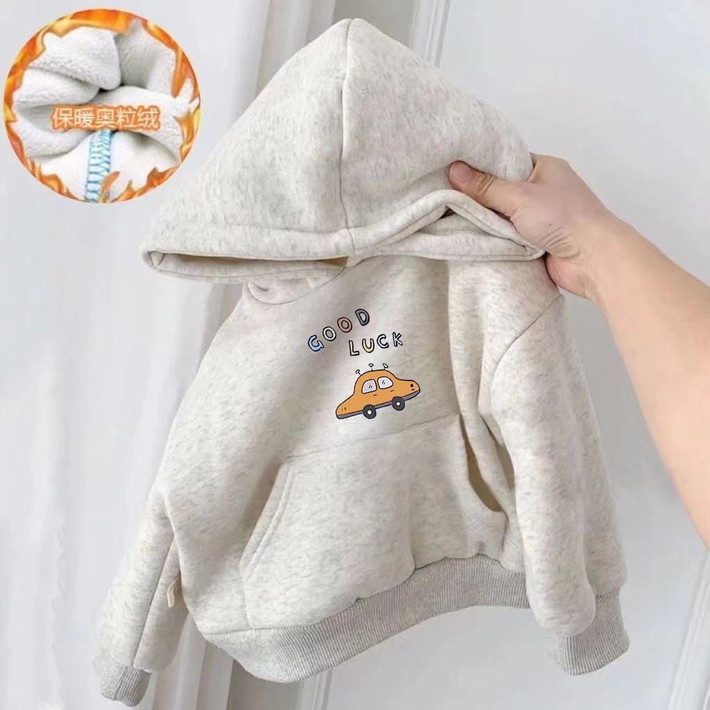 韩国童装男童连帽卫衣2024秋冬新款儿童洋气女宝宝字母休闲上衣潮