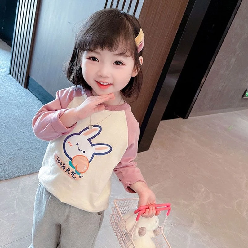 【純棉】女童T恤春秋2024新款宝宝打底衫3洋气6小童4长袖百搭上衣