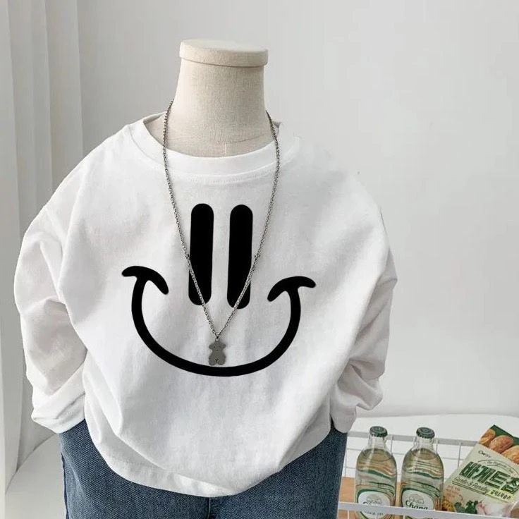 男女童长袖T恤洋气小童春秋百搭白色打底衫儿童韩版休闲棉上衣ins