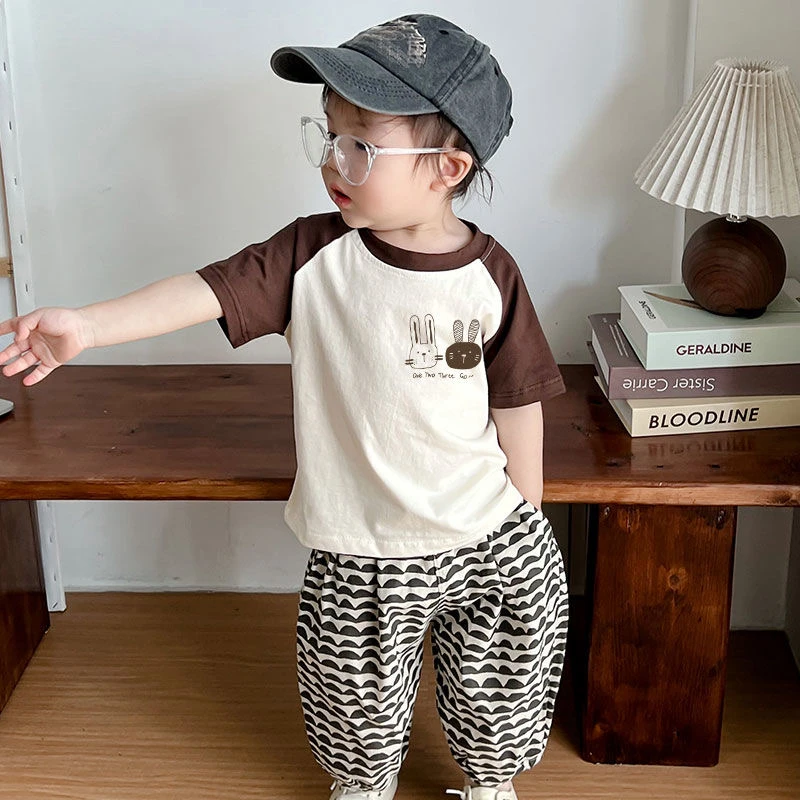 夏季儿童洋气卡通新款纯棉短袖宽松男女童t恤韩范宝宝中小童上衣T