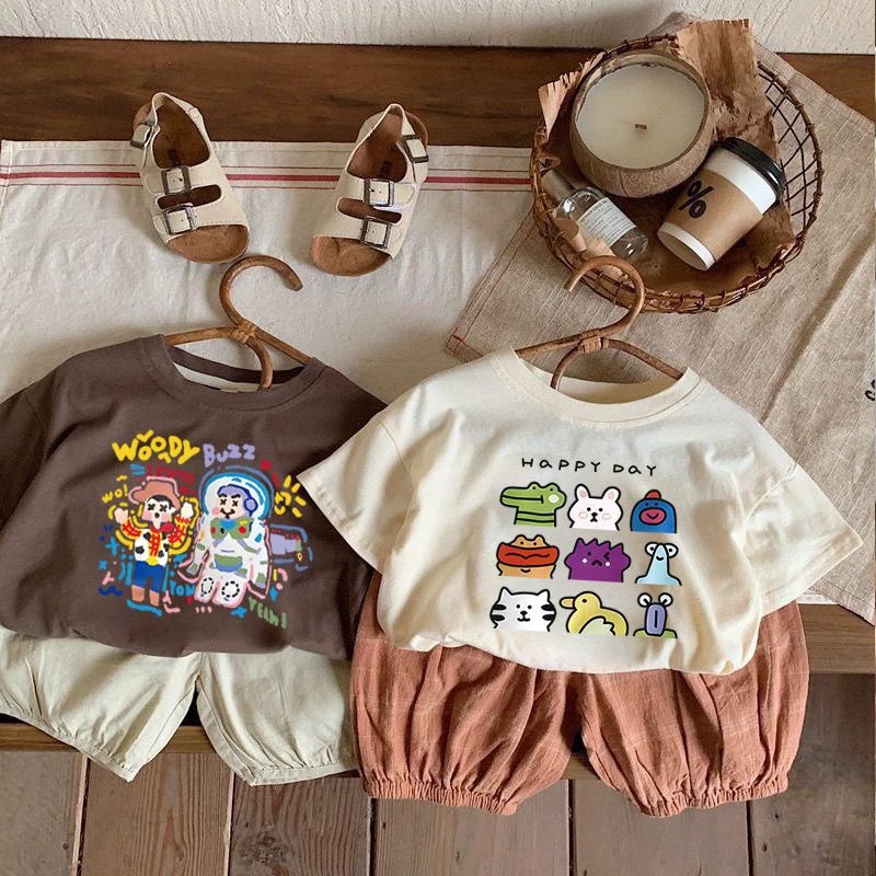 女童短袖T恤2024新款男儿童夏装100%纯棉宽松百搭杏色半袖上衣ins