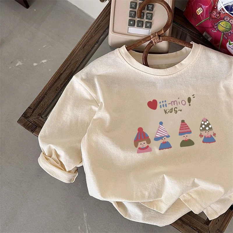 100%纯棉儿童长袖T恤秋季新款女童宝宝小女孩印花公主风半袖上衣t