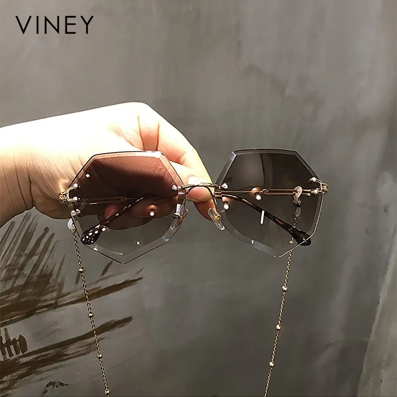 Viney太阳镜女2025新款墨镜眼镜防紫外线偏光镜夏季无框大脸显瘦