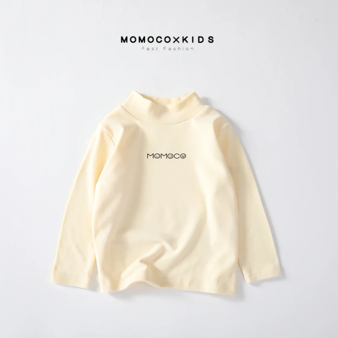 MOMOCO德绒半高领儿童打底衫2023冬款加绒保暖内搭T恤76830239200