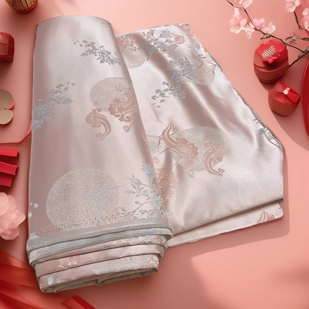粉云缎织锦缎面料新中式国风面料柔软舒适