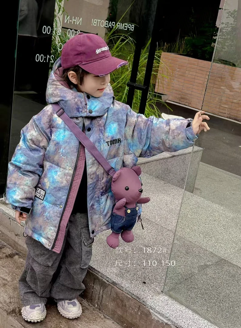 110-150男童带包包韩版90白鸭绒羽绒服