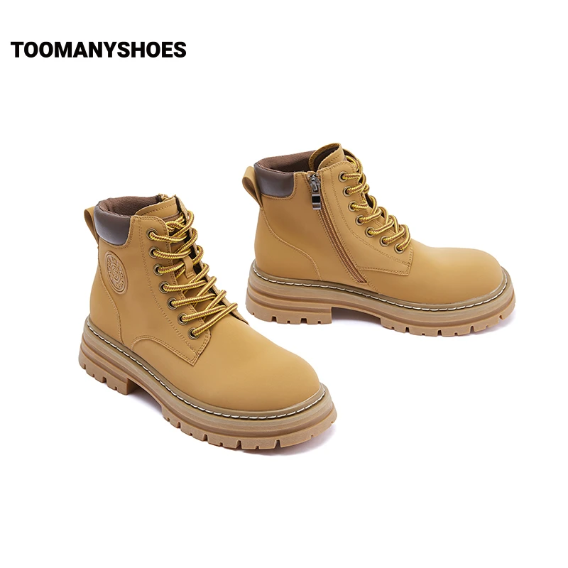 Toomanyshoes短靴大黄蜂英伦复古工装马丁靴大黄靴厚底时尚经典