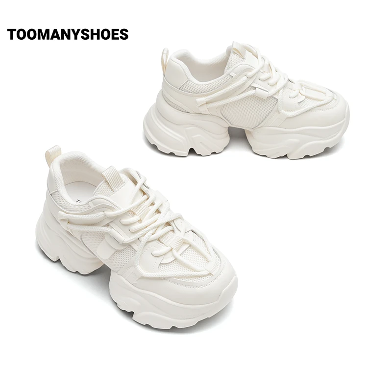 Toomanyshoes女鞋新款泡沫云厚底增高老爹鞋舒适休闲运动鞋系带