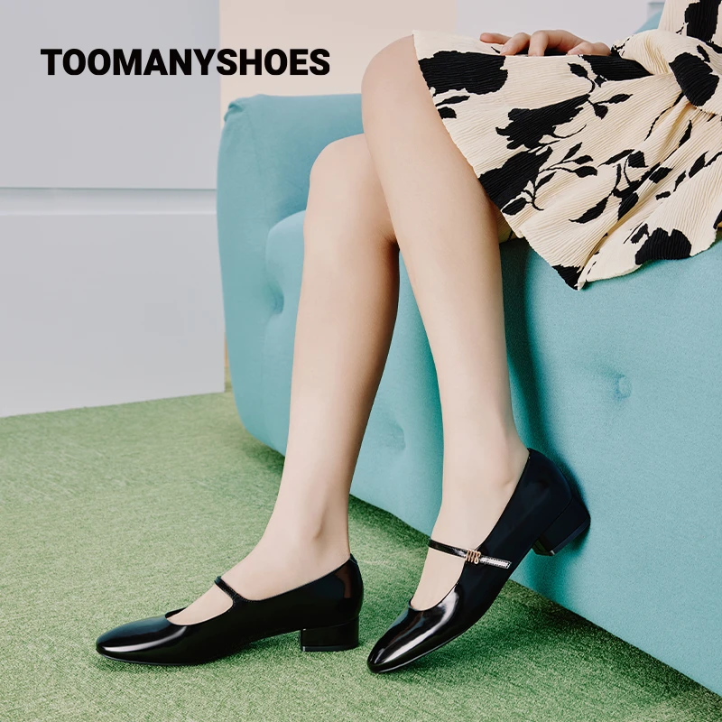 Toomanyshoes女鞋新款南法庄园方头粗跟小香风单鞋复古玛丽珍