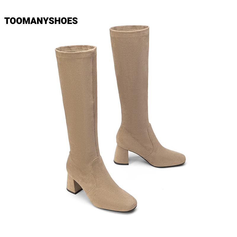 【开春福利】Toomanyshoes靴子23款高分电影长筒靴复古高跟弹力靴