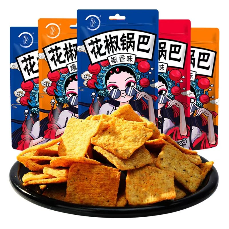 淘米熊花椒锅巴 椒香麻辣味香酥零食品解馋办公室休闲手工好吃的