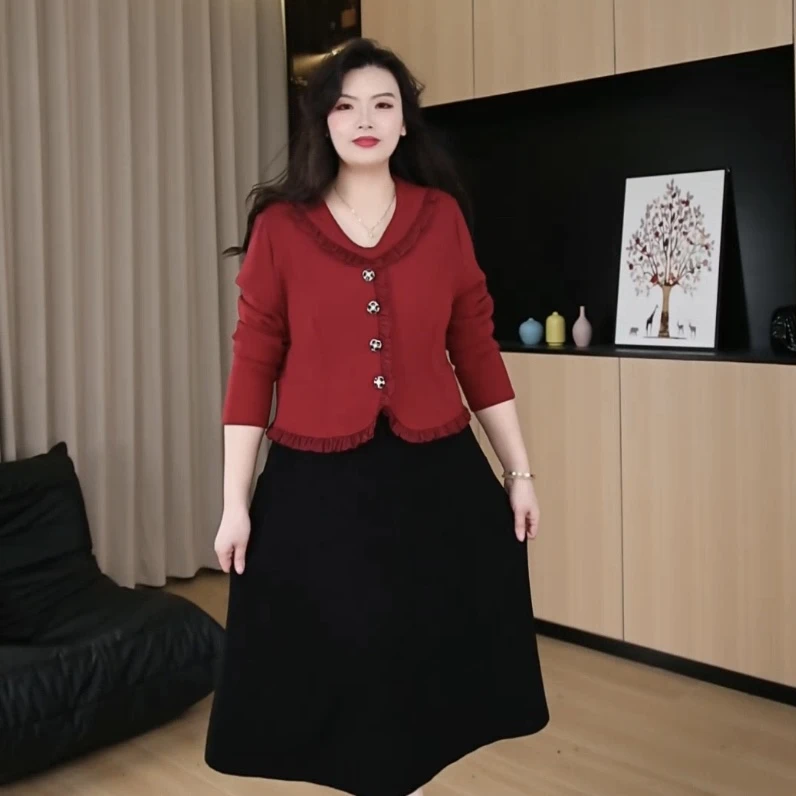 【现现款】胖大盈大码女装连衣裙长袖气质显瘦百搭拼接连衣裙ZB5621