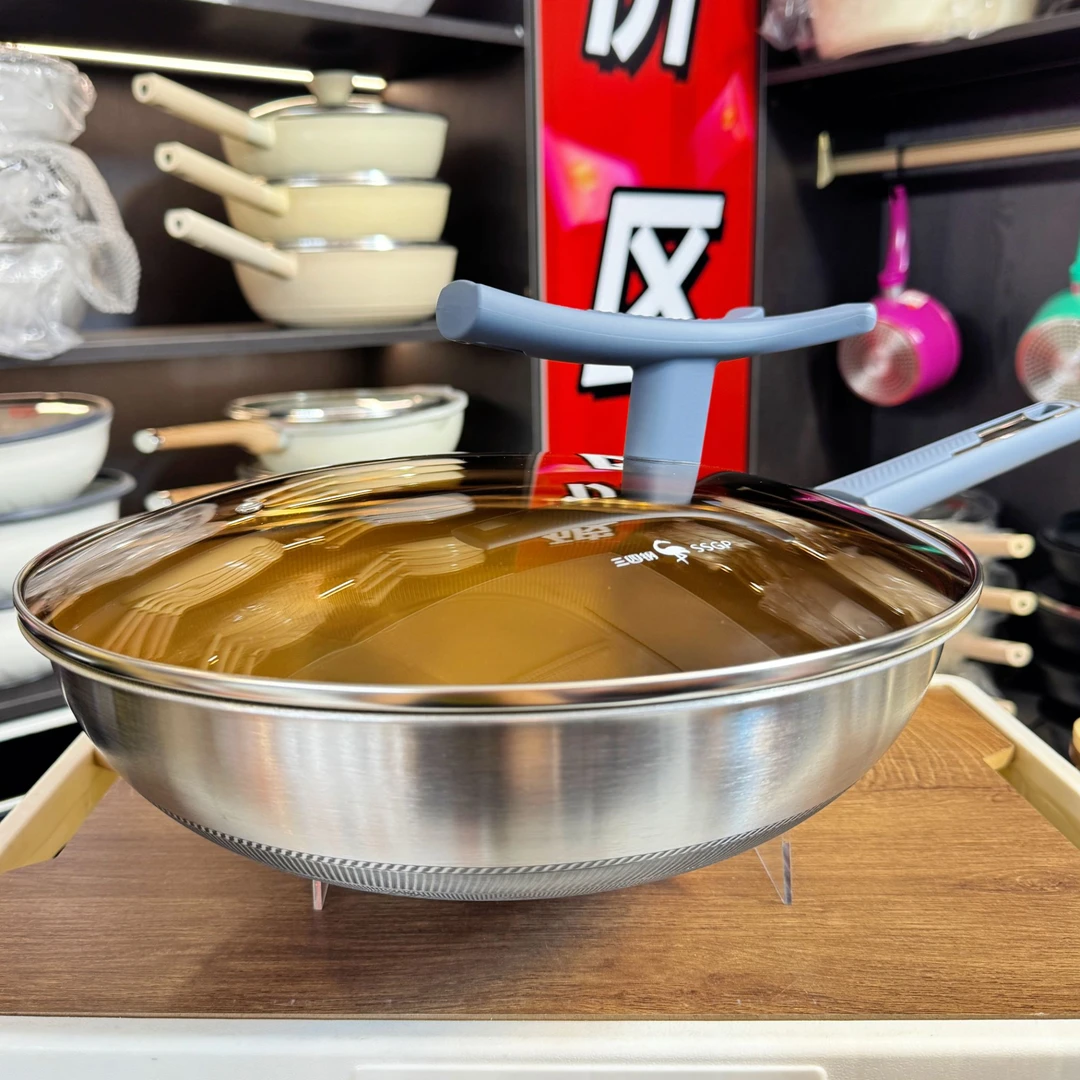 SSGP/三四钢田叔2024全新款32cm有钛无涂层双面屏不粘锅耐磨炒锅