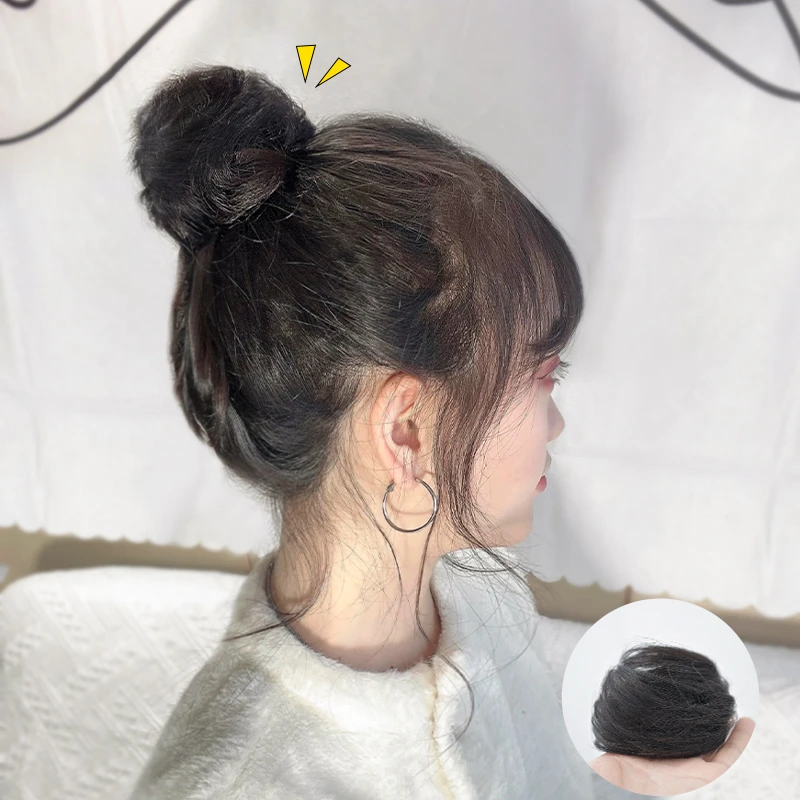 2022新款全真发丸子头假发圈假发女盘发器神器花苞头蓬松发饰自然