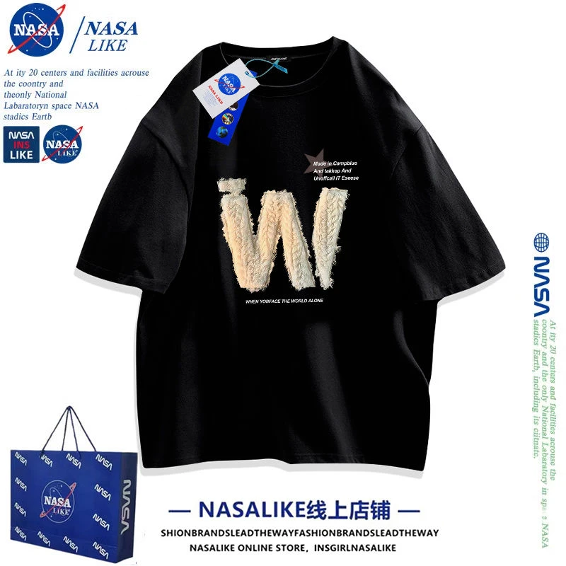 NASA联名纯棉t恤情侣短袖全棉宽松大版上衣半袖2024新款夏季百搭