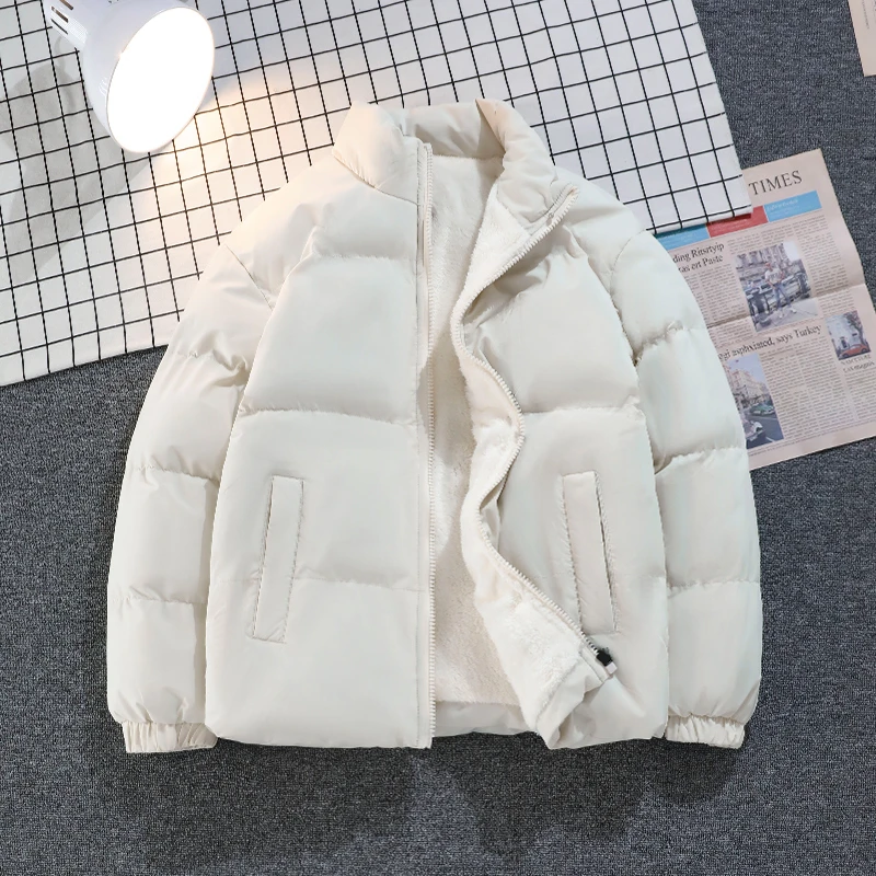 秋冬季百搭连帽宽松加绒大码潮流棉服连帽休闲青年修身运动防风