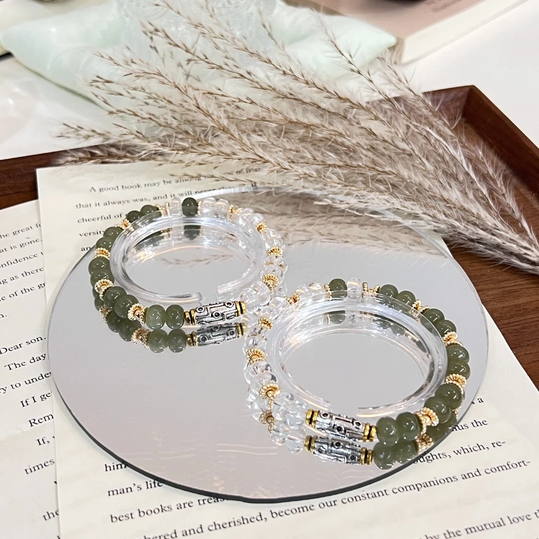 【棋开得胜】DM1239和田玉白水晶手链多样性发一