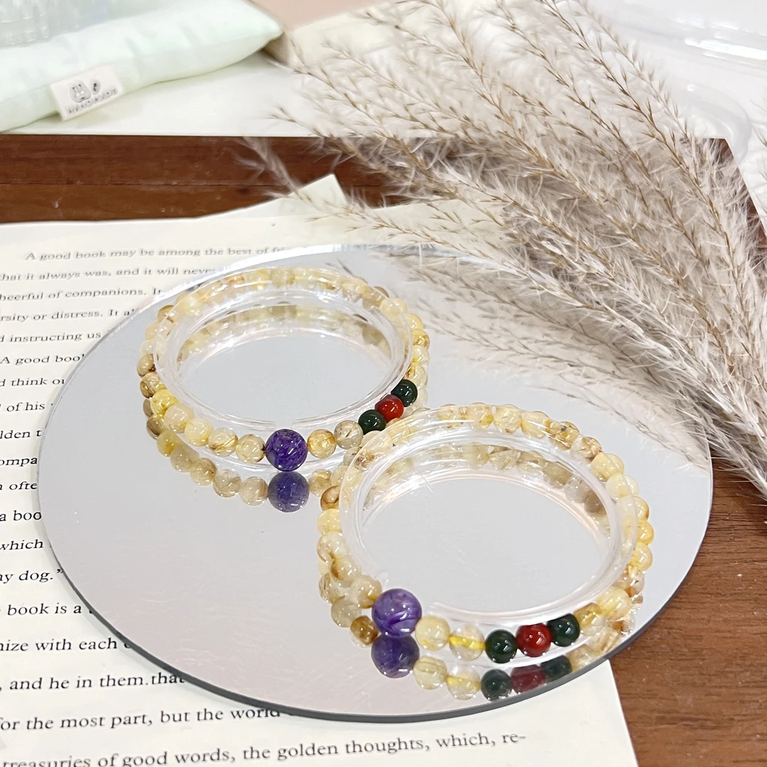 【马尼咔猫】DM1256金发晶紫龙晶南红碧玉手链手串多样性发一