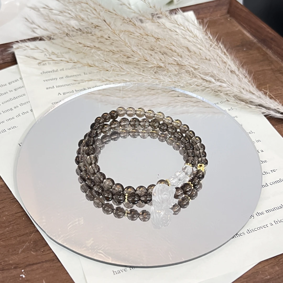 【浮烟】DM1202茶晶白水晶手链多样性发一