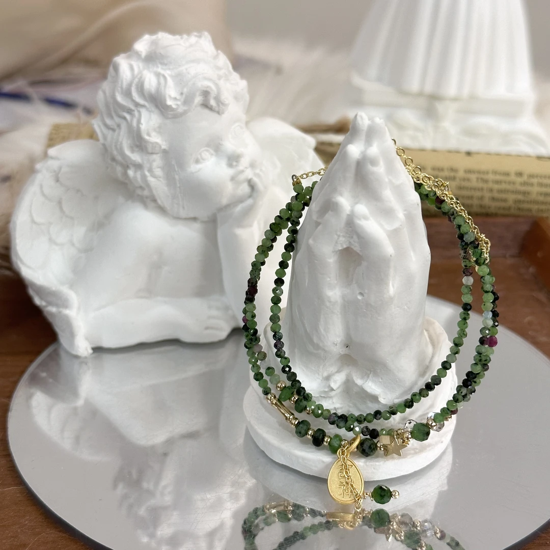 【青云案】DM1096红绿宝白水晶项链多样性发一