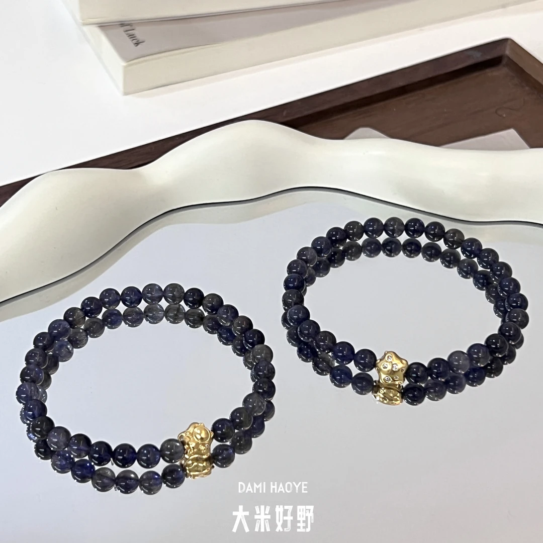 【繁星之城2.0】透体血滴堇青石S925银手链多样性发一DM1698