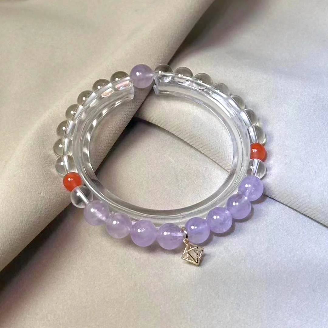 【九紫离火4.0】DM0378紫玉晶保山冰飘南红白水晶手串多样性发一