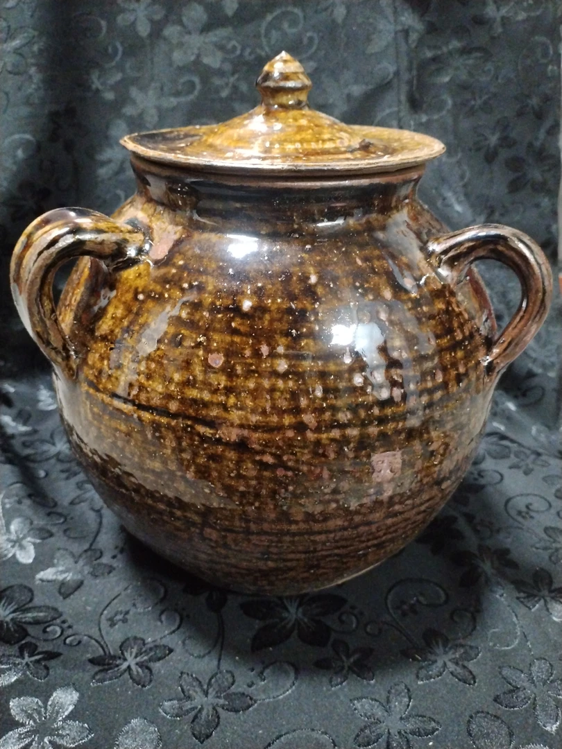 纯手工纯土陶猪油罐，水容量9斤左右