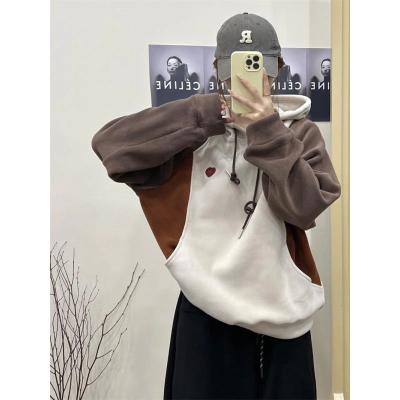 XIAOYOU-「惊艳登场」2024加绒厚款冬新款拼色休闲连帽卫衣AI-5650