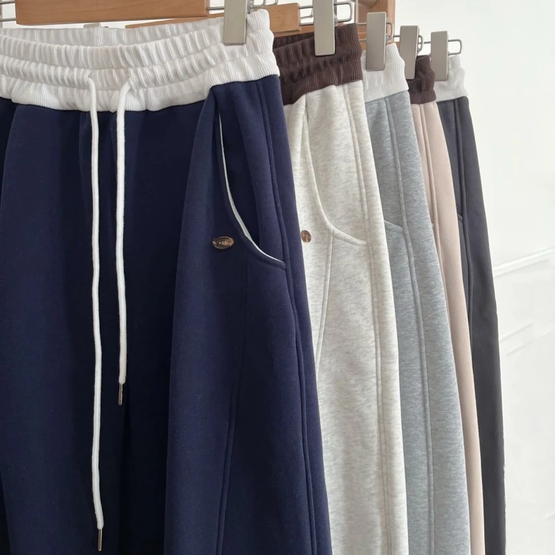 XIAOYOU-「休闲百搭款」2024加绒加厚女冬季撞色腰休闲裤BY-241276