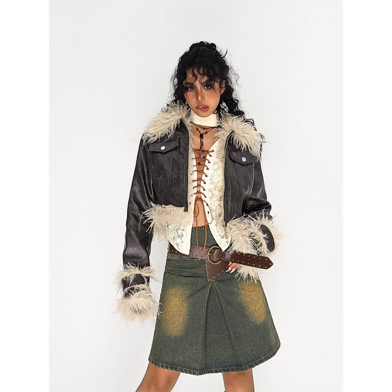 奶酷墨莉现货【羚羊公主】冬季时尚复古毛毛皮衣短外套现货W23Q407