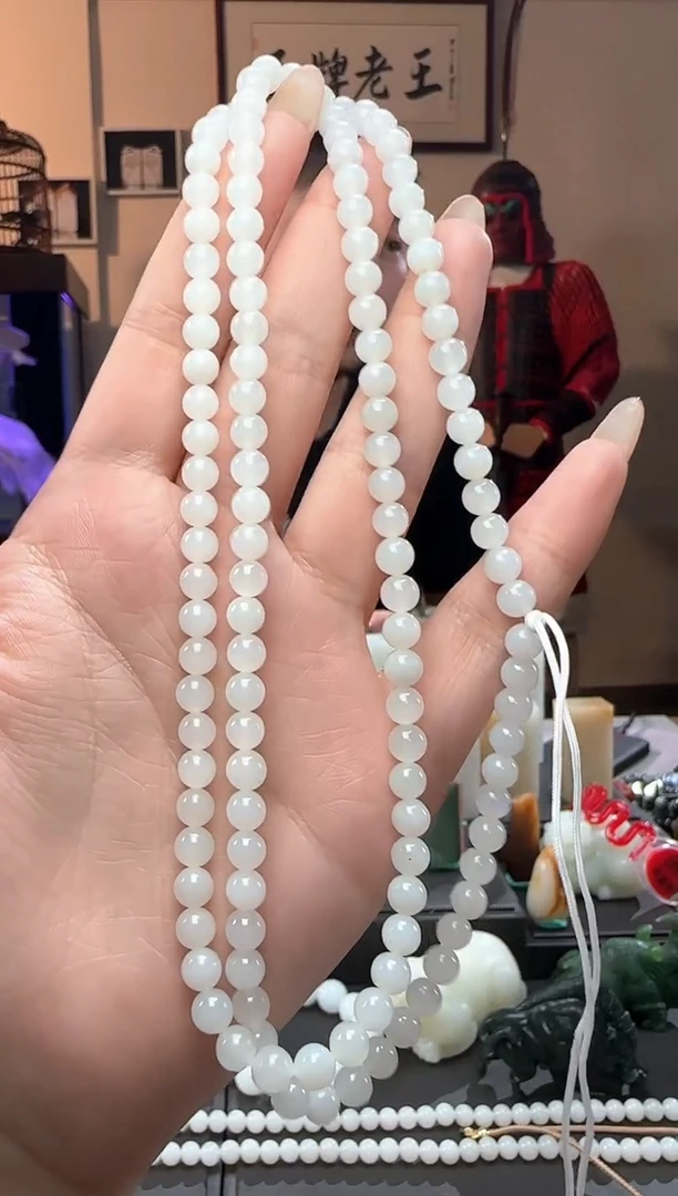 【闪购商品】和田玉白玉圆珠未镶嵌手串