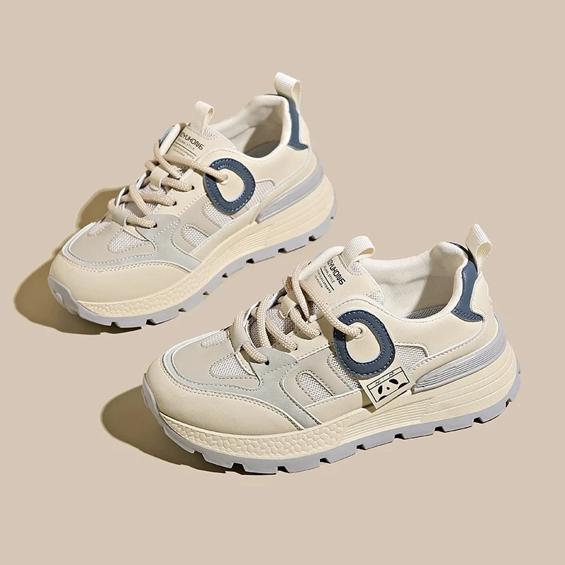 透气网面运动鞋女2024夏季新款厚底百搭休闲轻便阿甘鞋增高老爹鞋