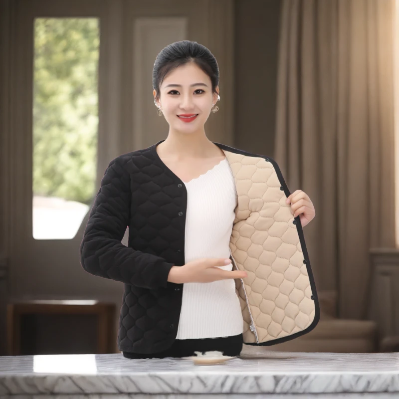 中老年女秋冬棉衣双面德绒保暖内穿外穿亲夫绒女士防寒短棉袄