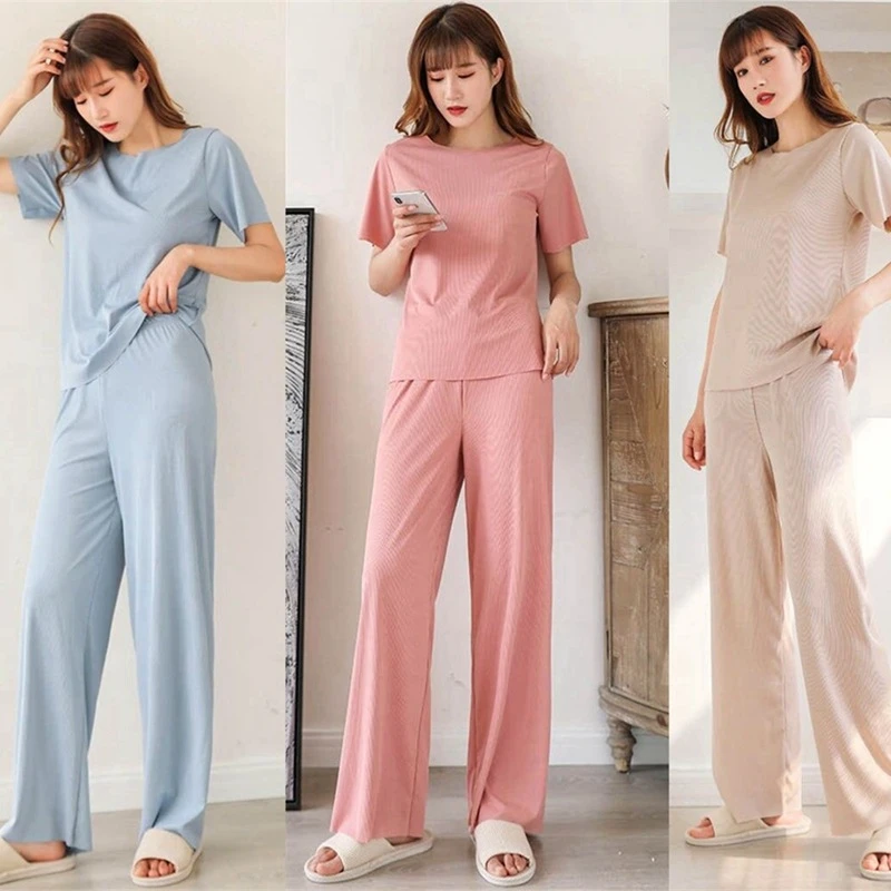 【粉丝专属】冰丝女士睡衣裤家居服套装无痕宽松休闲两件套夏薄款