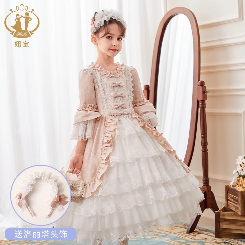 儿童lolita公主裙秋季冬装洋气法式宫廷生日礼服女童洛丽塔连衣裙
