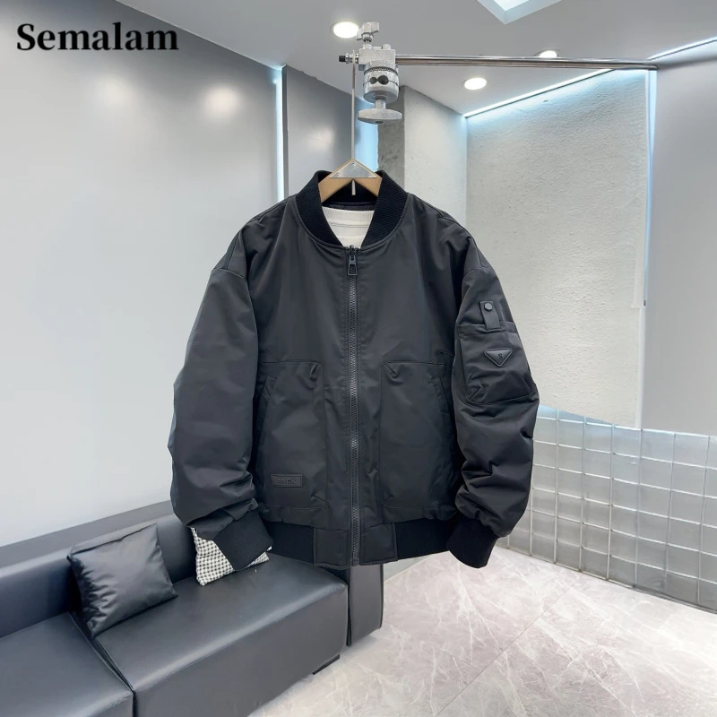 Semalam秋冬潮流时尚百搭夹克两面穿棒球服棉衣棉服潮牌男士外套