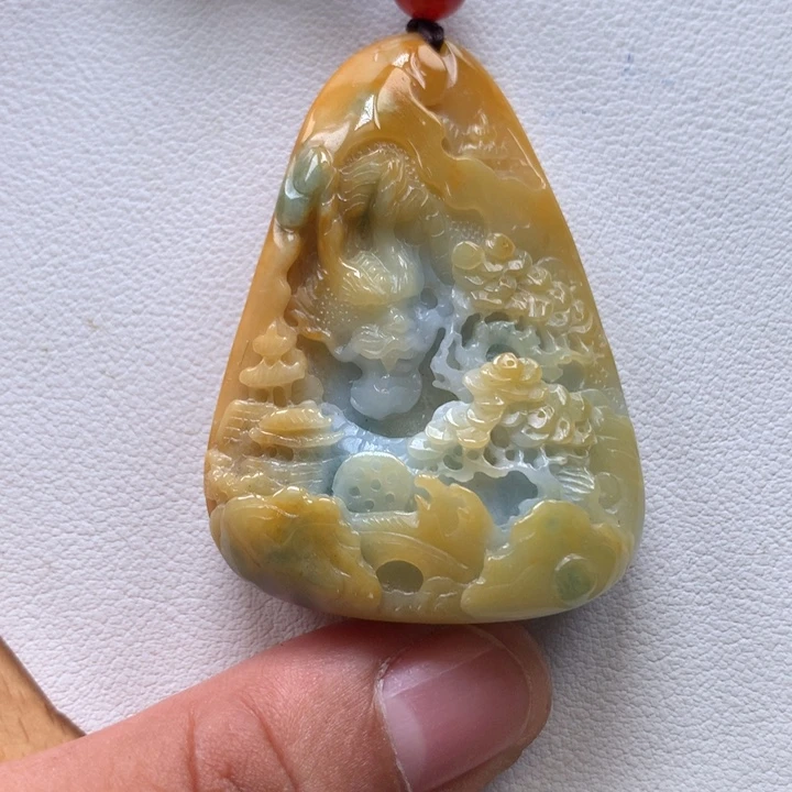 翡翠颈饰未镶嵌保真天然A货翡翠