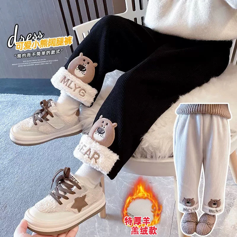 秋冬新款儿童衣服女童裤子秋冬装新款儿童加绒加厚灯芯绒裤子外穿