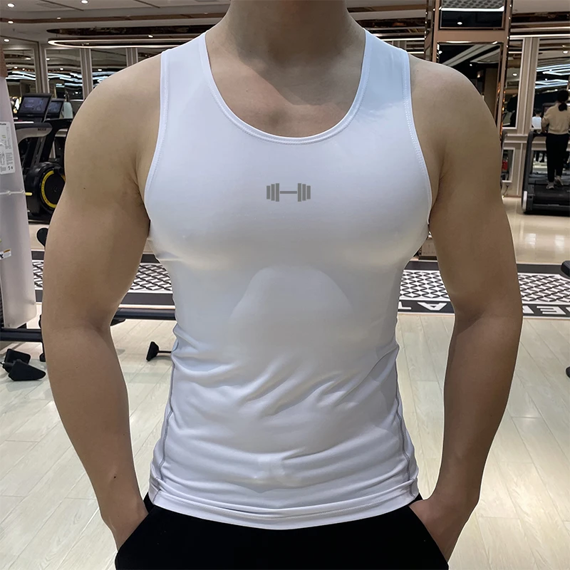 运动背心男紧身衣坎肩透气高弹力速干衣夏季薄款跑步健身训练无袖