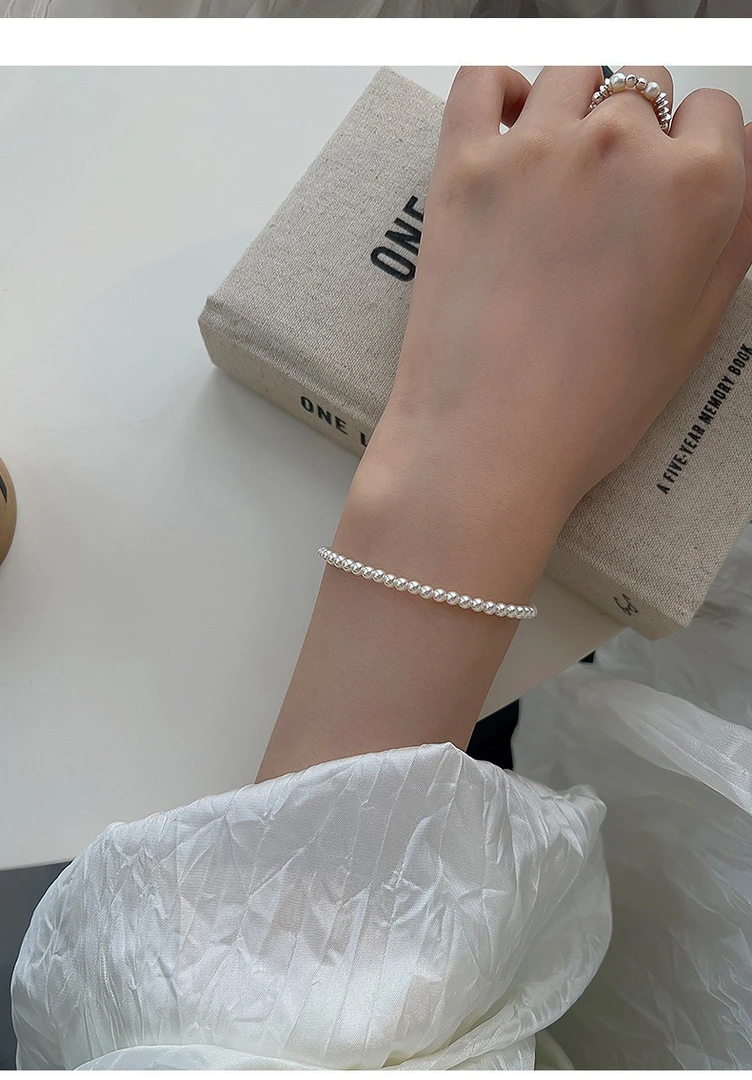 铜合金仿珍珠手链 法式小众优雅简约ins仿水晶珠手链气质轻奢百搭