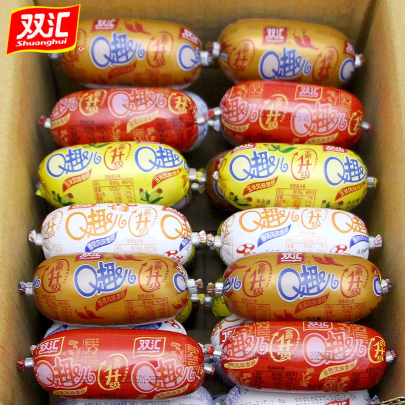 双汇Q趣火腿肠蘑菇香辣玉米孜然70g香肠QQ肠即食美食零食批发整箱