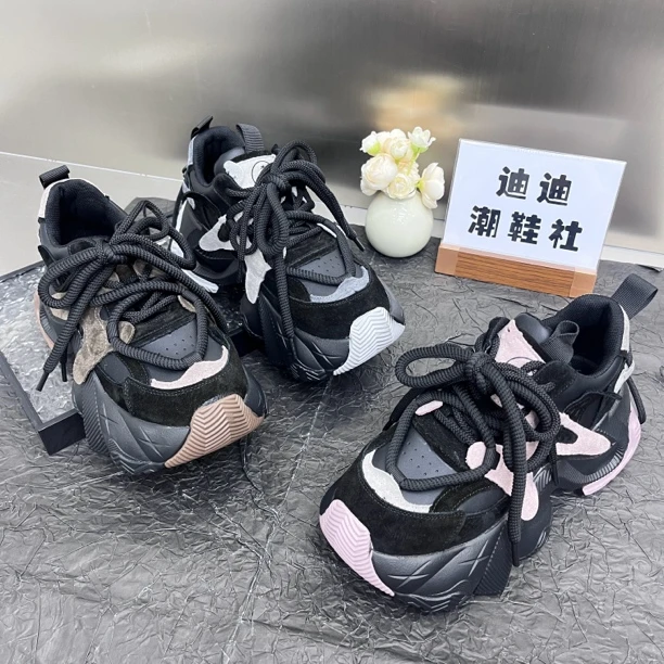 老爹鞋女2024秋季新款欧洲站松糕厚底小个子增高运动鞋百搭休闲鞋