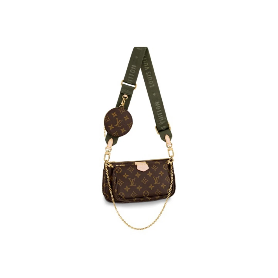 99新 LouisVuitton/路易威登 老花绿肩带斜挎包五合一（芯片款）