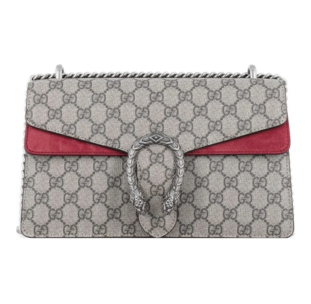 95新 GUCCI/古驰 拼色酒神中号斜挎包单肩包腋下包经典两用包时尚